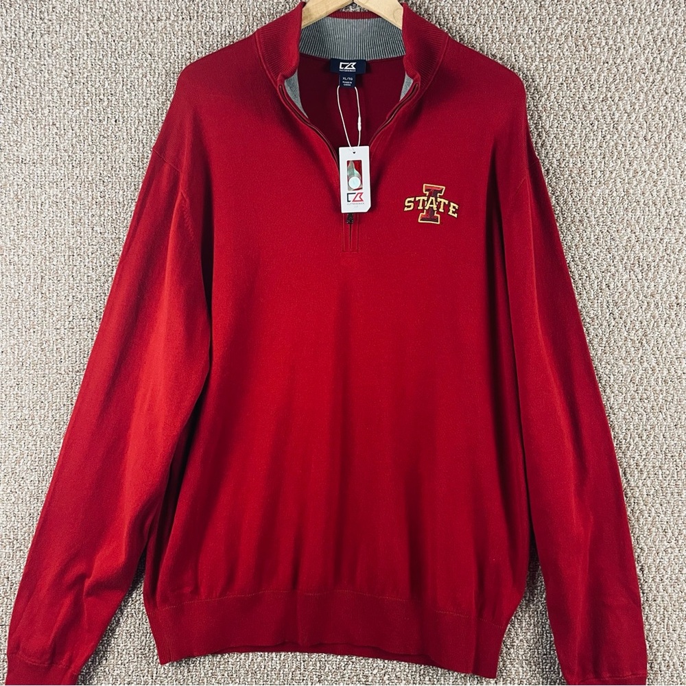 Cutter Buck Iowa State Cyclones 1/4 Zip Pullover XL Elbow Patch Embroidered T620